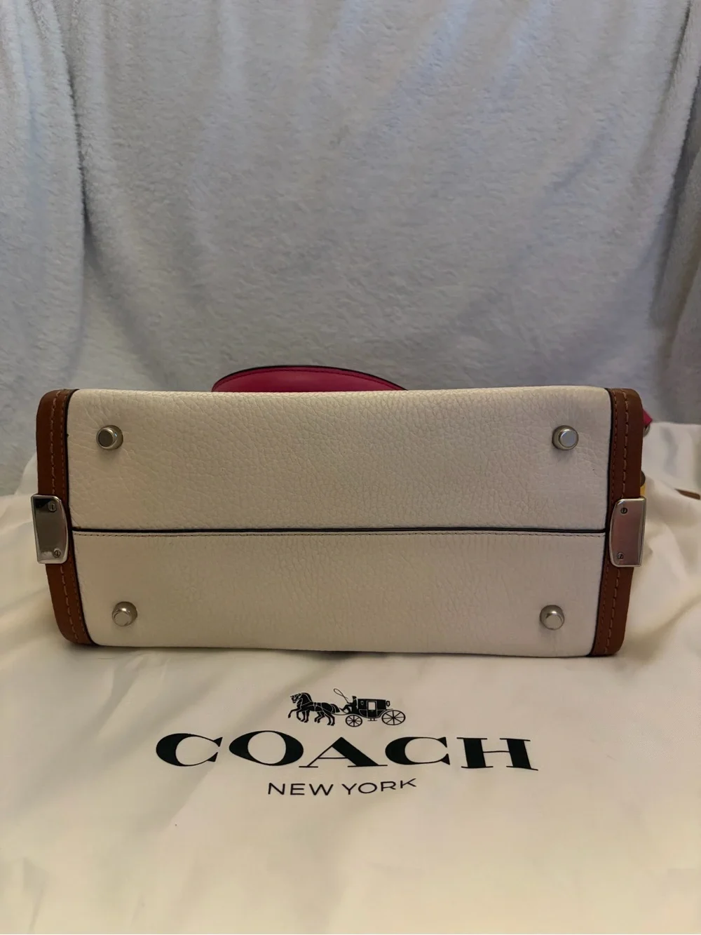 Coach Multicolor Leather Swagger Satchel — White, Yellow, Pink & Blue Trim
